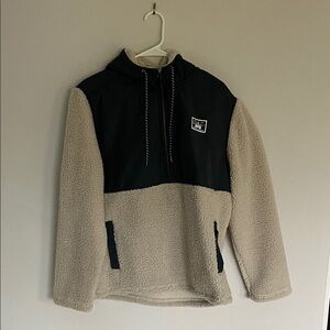 Men's Black and Cream Hooded Sweater